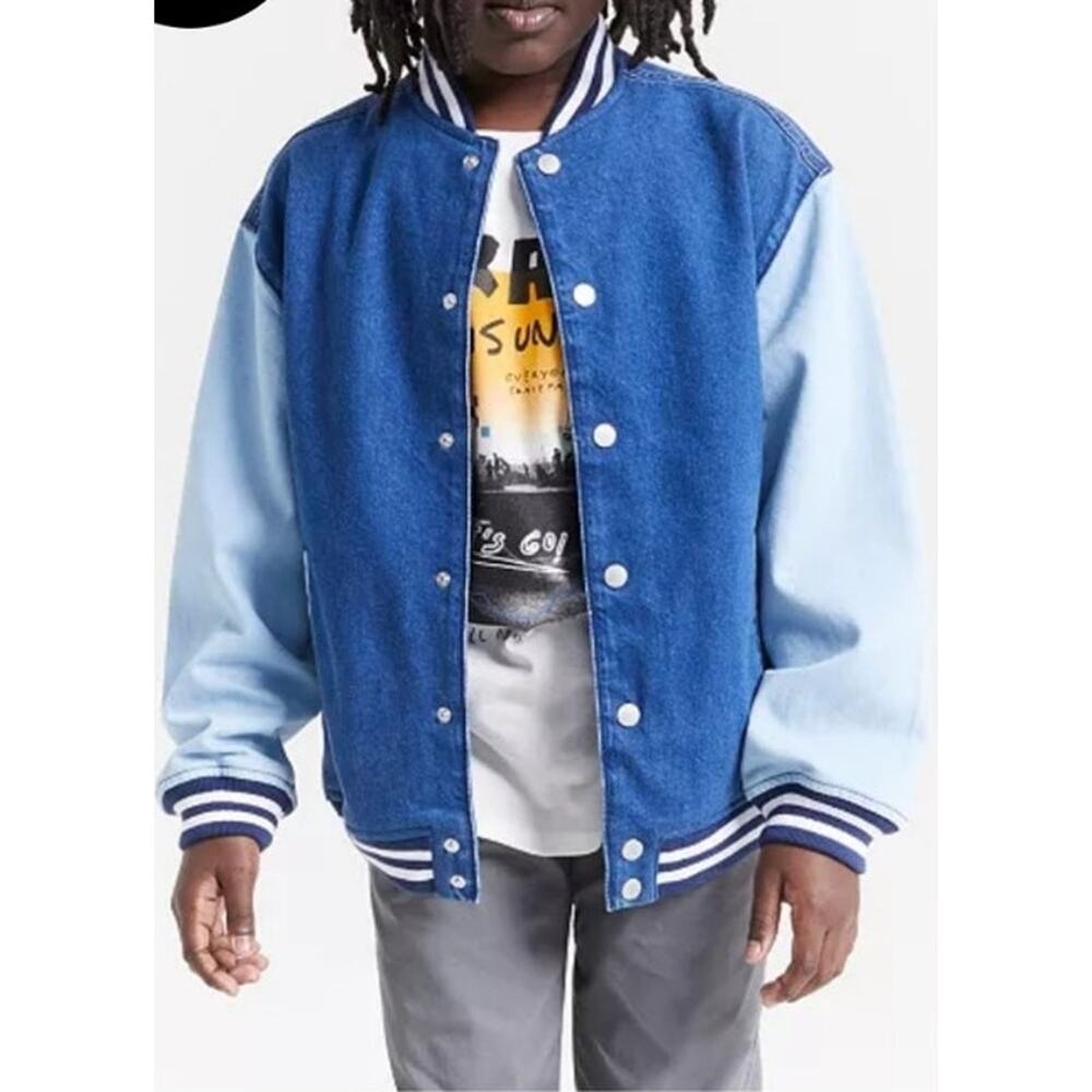 Boys Cotton Denim Varsity Jacket, XS -Epic Threads Little and Big Boy
